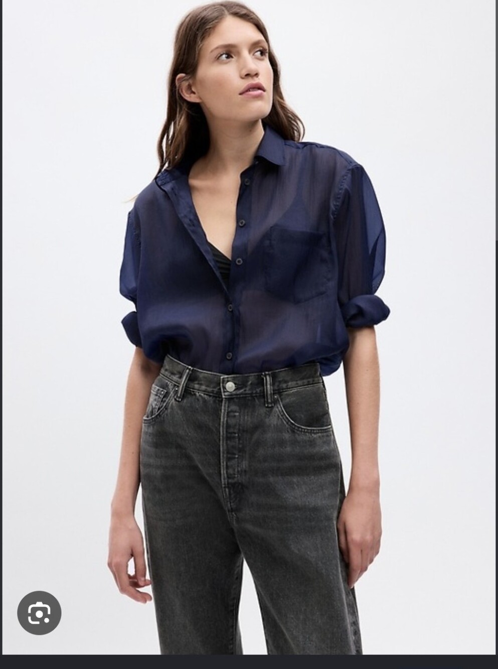 GAP Women's, Organza Navy Big Shirt, Size Small